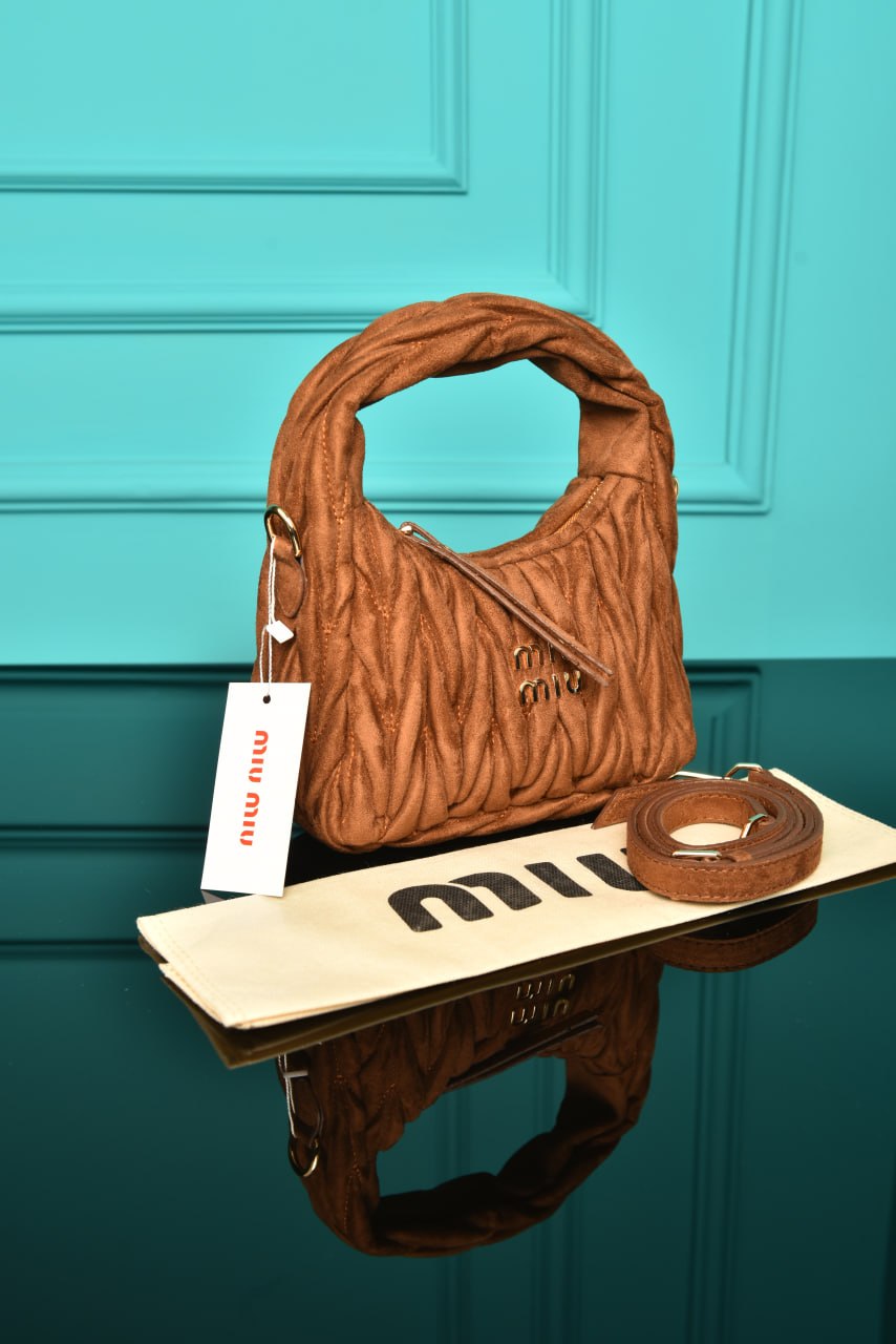 MM - Wander Matelasse Nappa Leather Hobo Mini Bag in Suede