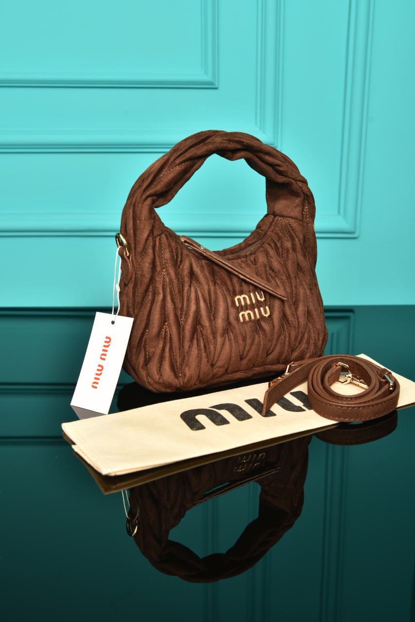 MM - Wander Matelasse Nappa Leather Hobo Mini Bag in Suede