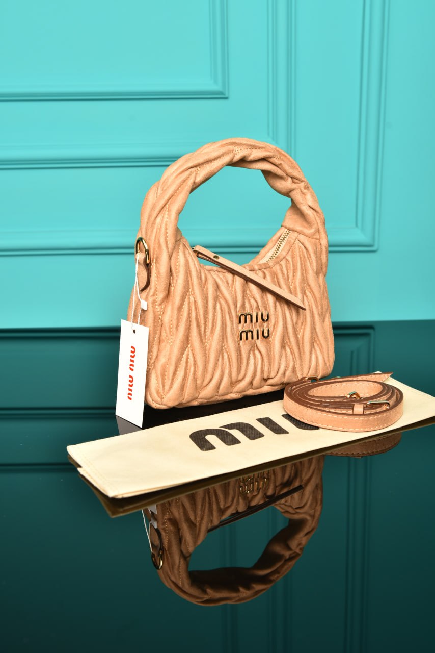 MM - Wander Matelasse Nappa Leather Hobo Mini Bag in Suede