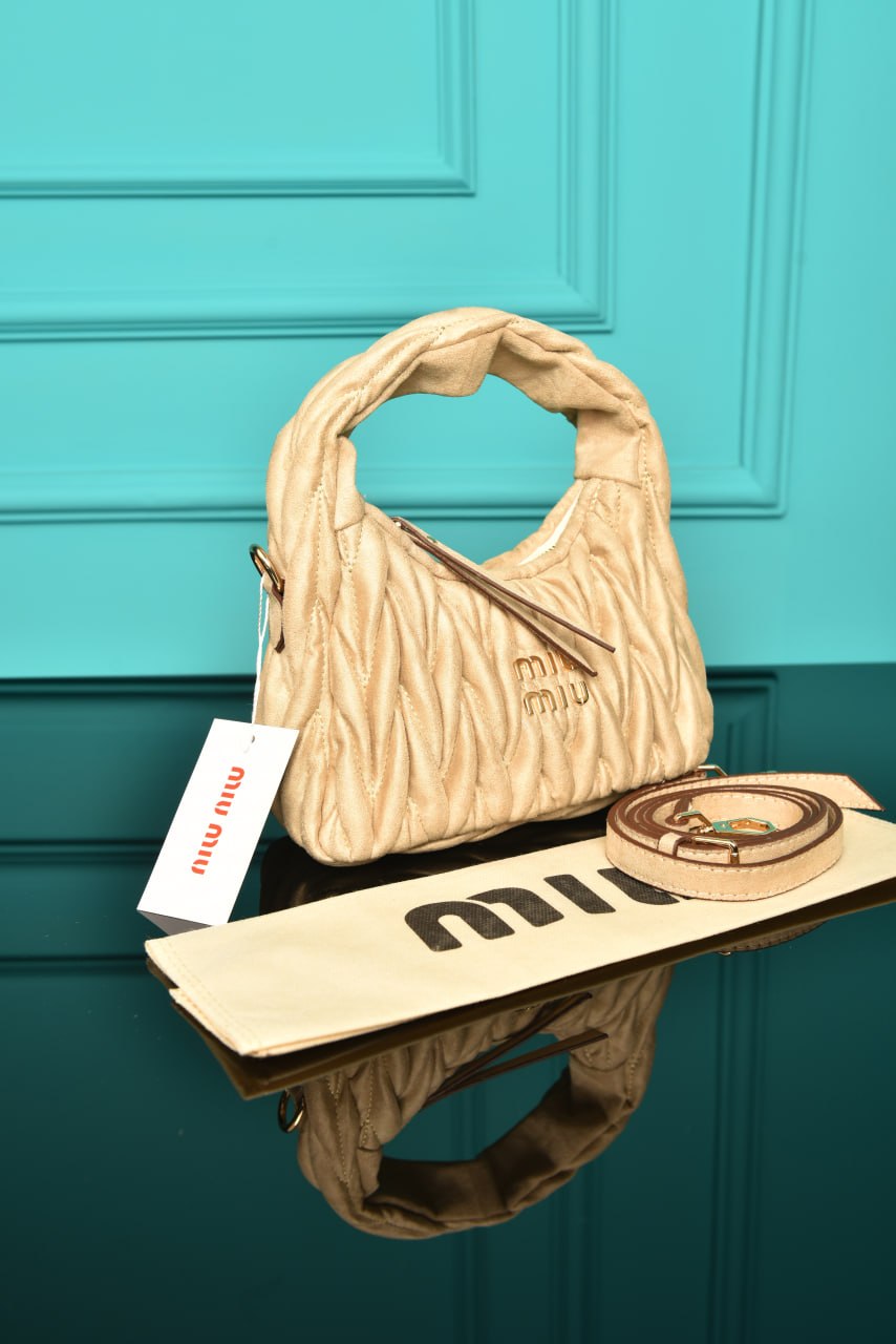 MM - Wander Matelasse Nappa Leather Hobo Mini Bag in Suede