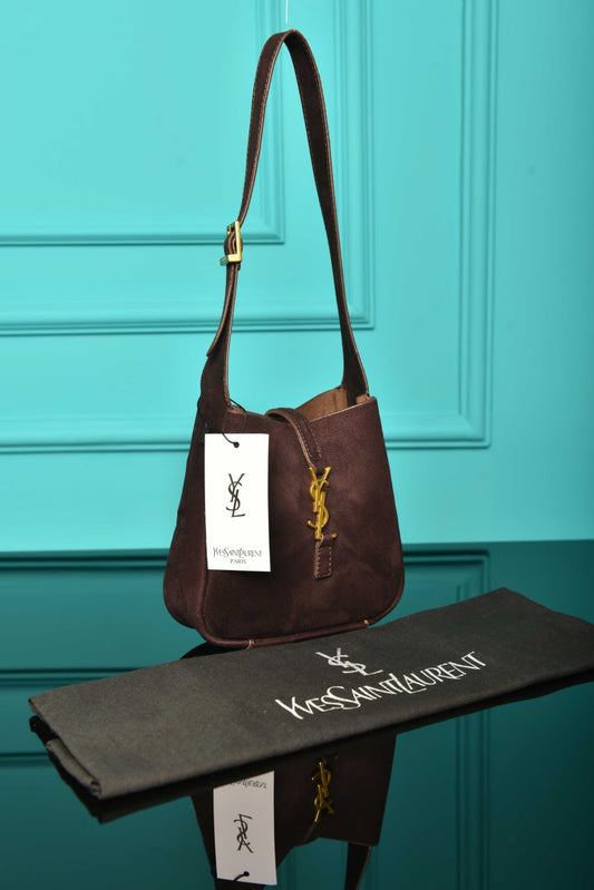 YSI - Le 5 A 7 Micro Made of Grained Leather Bag in Suede